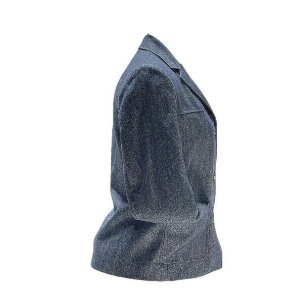 Michael Kors Petite Wool-Cotton Blend Blazer Jacket in Blue Size 4P - Picture 3 of 10